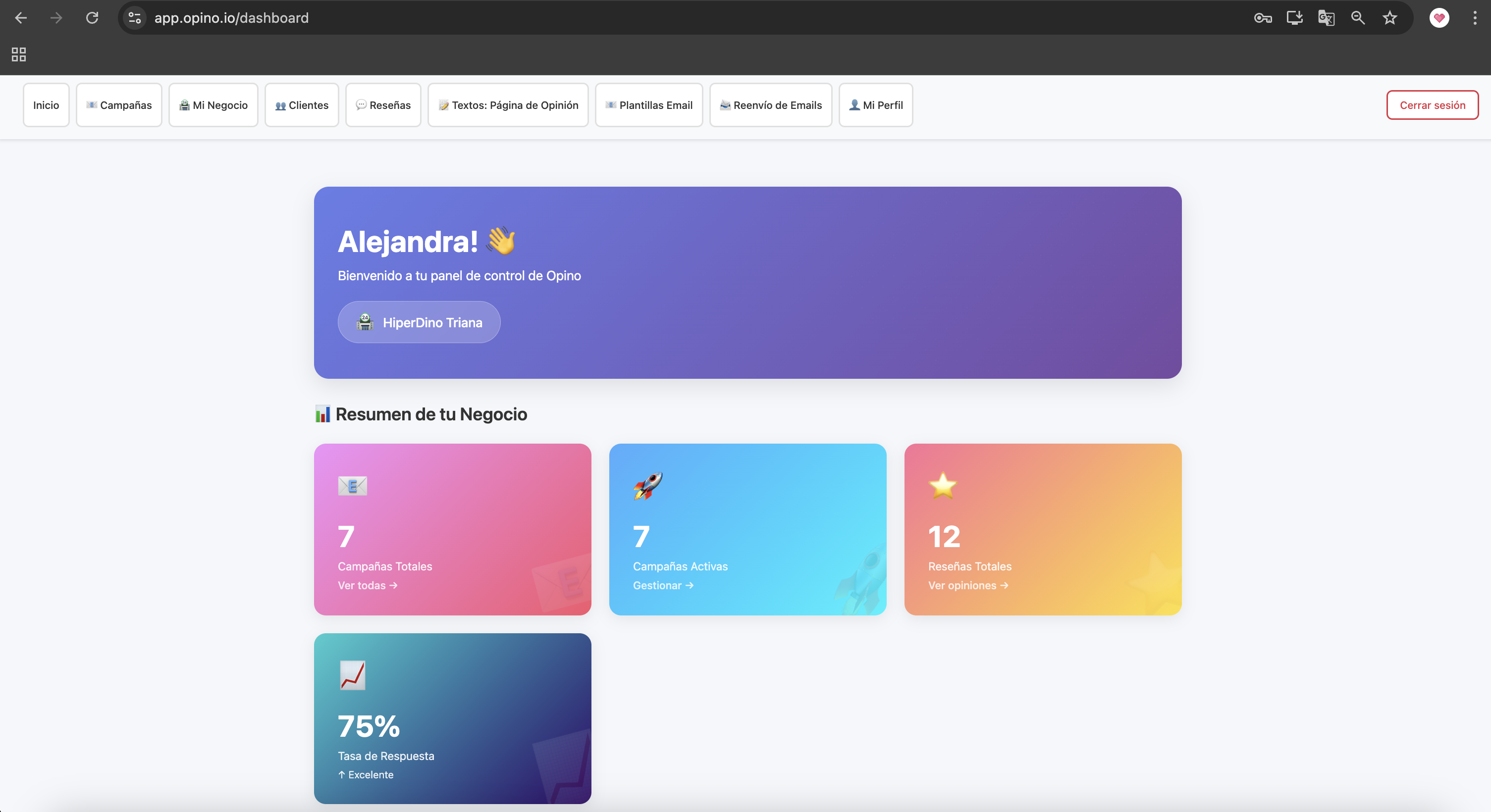 Opino Dashboard Preview